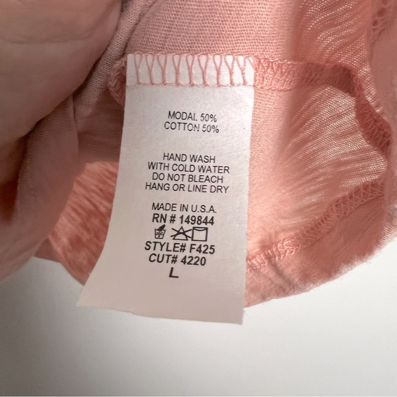 Refined Canvas Tequila Diet Peachy Pink Relaxed Fit Short Sleeve Slub Knit Tee - Picture 9 of 9